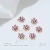Pingente Flor de Seis Pétalas Inlaid Zircônia Colorida Preservação da Cor Preenchido com Ouro 14K Acessório de Joia para Pulseira Brinco DIY Feito à Mão