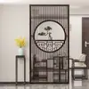 Nova divisória de tela estilo chinês treliça de madeira maciça padrão floral vazado pintura em gaze sala de estar entrada porta oposta corredor tela de assento bloqueadora