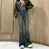 Jeans de Pierna Ancha Acampanados de Tiro Alto para Mujeres de Tallas Grandes, Cuerpo en Forma de Pera, Pantalones Adelgazantes que Cubren las Caderas con Forro Polar para Otoño e Invierno
