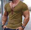 Camiseta de verano para hombre de Amazon, de cuello en V, a juego de colores, de manga corta, para adolescentes, corte ajustado, deportiva, para fitness, top para hombre