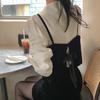 Conjunto Coreano Ins2026 Nuevo Diseño Otoño Temprano Camisola de Terciopelo con Lazo + Falda de Línea A para Mujer