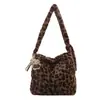 Bolso de Piel Otoño e Invierno Estilo Nuevo Bolso de Mujer Estampado de Leopardo Bolso de Hombro y Axila Gran Capacidad Bolso Cruzado Bolso de Felpa para Viajes