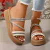 Zapatos de Verano para Mujer con Pedrería, Sandalias de Dos Vías de Moda, Pantuflas de Mujer para Verano, Calzado para Exteriores, Sandalias de Suela Gruesa