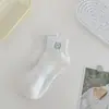 Nuevos Calcetines para Mujer de Bordado Digital Tendencia Primavera/Verano 2025 Estilo Coreano Simples Transpirables Calcetines Tipo Barco Calcetines Finos para Mujer