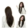 Peruca de Alta Qualidade Ultrafina e Leve para Mulheres, com Cachos para Dentro para Aumentar o Volume, Extensão de Cabelo Longo Liso de Uma Peça Fofa e Invisível