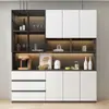 Armario alto moderno minimalista integrado en la pared, mueble de almacenamiento de sala de estar de lujo ligero, armario de vino con puerta de cristal estilo italiano, vitrina