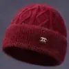 Chapéu de inverno para mulheres idosas, chapéu de lã tricotado com forro de fleece, espessado para aquecimento, proteção contra o frio e proteção para as orelhas, adequado para mães