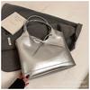 Nova Bolsa Feminina de Couro PU Estilo Coreano com Laço Nicho Bolsa de Ombro Simples para o Dia a Dia Artística Bolsa Tote de Grande Capacidade para o Ombro para Mulheres