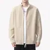 Cárdigan de punto para primavera y otoño, cuello alto con cremallera para hombre, negro, chaqueta holgada para hombre, elegante y sofisticada
