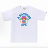 Marca Tendência de Verão Comércio Exterior Transfronteiriço Cabeça de Macaco Bape Manga Curta 260g Unissex Solto Desenho Animado Top Meia-Manga Camiseta