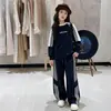 Conjunto de outfit de otoño para niñas 2026 nuevo elegante y moderno conjunto de dos piezas de sudadera y pantalones casuales para niños al por mayor