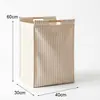 Cesta de Algodón y Lino para Ropa Sucia de Casa Cesta de Lavandería Asa de Madera Portátil Cesta de Almacenamiento de Gran Capacidad Cesta de Almacenamiento Plegable para Baño