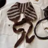 Bufanda tejida linda con orejeras, diseño a rayas, estilo juvenil, gorrito, bufanda estilo coreano, bufanda de doble uso para mujer, versátil y fácil de combinar