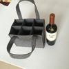 Bolsa de Fieltro Compartimentada con Asa, Bolsa de Fieltro Borgoña para 6 Botellas de Vino Tinto, Bolso Tote de Fieltro, Bolsa de Fieltro para Vino