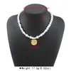 N13514 Collar con Colgante de Metal Cruz Europea Corazón Sol Cadena de Clavícula en Capas de Perlas Exquisitas Estilo Retro Francés