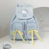 Mochila Original Sanrio Amarela Laço Bolinhas Fechamento por Cordão Mochila Menina Estudante Fofa Bolsa Escolar