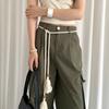 Cinto de Corda Trançada Estilo Étnico para Mulheres, Design de Nicho Retrô, Cinto Off-White com Contas para Combinar com Vestidos e Jeans