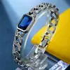 Nuevo Diseño de Pulsera de Pareja Yuhong con Patrón de Hierba Tang de Piedra Azul, Pulsera Hip-Hop Personalizada de Moda para Hombres y Mujeres