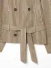 Venta al por mayor transfronteriza de ropa para mujer: colección de otoño con estilo europeo y americano, gabardinas cortas a cuadros de moda, casuales, retro con cinturones