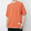 Camiseta de Manga Corta de Comercio Exterior Verano Nuevo Estilo Patrón de Gofre Holgada Talla Grande para Hombre Media Manga Estudiante Casual de Moda Marca Superior Ropa