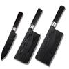 Juego de tres cuchillos de cocina con patrón láser de acero inoxidable al por mayor de fábrica, cortador de huesos para el hogar, cuchillo para rebanar, juego de cuchillos de chef