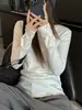 Top térmico de manga larga para mujer, estilo nuevo Otoño/Invierno, adelgazante, cepillado, con cuello semi alto