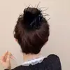 Presilha de Cabelo com Pena Preta para Mulheres, Presilha para Coque, Presilha Fixadora de Rabo de Cavalo Alto, Design Exclusivo de Alto Padrão, Realça o Volume do Cabelo