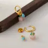 Novos Novos Brincos Estilo Chinês Brinco de Cristal Rosa Pêssego Turquesa Retrô Brincos de Esmalte de Alta Qualidade Exquisitos para Mulheres Atacado