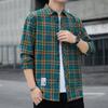 Camisa Masculina Xadrez Solta de Inverno Jaqueta de Outono Camisa de Flanela de Manga Longa para Estudante Roupa Masculina Casual Espessada com Forro de Lã