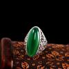 Productos de Plata de Alta Calidad de la Fábrica de Origen, Plata Tailandesa Joyería Fina Hecha a Mano, Joyería de Plata S925 para Mujer, Anillo de Calcedonia Verde para Mujer Abierto
