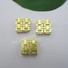 DIY acessórios de noiva fundido de cobre dupla felicidade pingente bagagem roupas sapatos decoração material 11.7*11.7mm