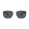 Gafas de Sol sin Marco para Mujer, Montura Cuadrada Grande de Gama Alta, Estilo Coreano de Moda para Rostro Redondo, Gafas de Sol Anti-UV para Viajes a la Costa