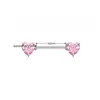 Comercio Electrónico Transfronterizo Europeo y Americano Zircón Corazón Acero Inoxidable Barra Recta Anillo para Pezón Doble Corazón Joyería para Piercing en el Pecho Venta al por Mayor