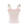 Camisola Dulce Única de Diseño de Nicho con Doble Tirante, Patrón de Flores de Vid y Almohadillas en el Pecho, Adecuada para Usar Tanto por Dentro como por Fuera