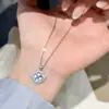Collar de trébol de cuatro hojas con corazón de aguamarina natural y diamantes completos, de plata de ley s925, para mujer, cadena elegante de clavícula estilo chino de lujo ligero