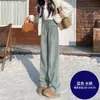 Calça Jeans Wide Leg Feminina Outono e Inverno 2024 Nova Solta Cintura Alta Perna Reta Estreita Forrada com Lã Calças Curtas para Mulheres
