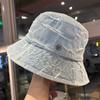 Sombrero de Cubo de Mezclilla Retro Japonés Desgastado para Hombres y Mujeres, Versátil para Primavera y Verano, Sombrero de Sol Adelgazante para Salidas