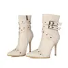 Botas Martin de corte bajo para mujer, tallas 35-41, talla grande, punta fina, suela de goma suave, cremallera lateral, tacón alto antideslizante