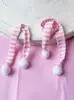Acessórios de Decoração de Boneca Mini Desenho Animado Cachecol de Boneca Natalino Tricotado Vermelho e Branco Acessórios de Cachecol para Pet