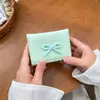 Porta-cartões Feminino Novo Estilo Coreano Ins com Laço, Requintado e Prático, Cor Sólida Simples, Carteira Compacta Portátil, em Estoque