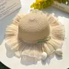 Sombrero de Paja de Malla de Tulipán para Niñas Verano Niños Playa Costera Protección Solar Sombra Ala Ancha Sombrero de Princesa 2026 Estilo Nuevo