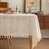 Toalha de mesa de algodão e linho, sem lavagem, à prova de óleo, renda, mesa de centro, sala de estar, uso doméstico, tecido, retangular, jogo americano de mesa de jantar, toalha de mesa de luxo leve