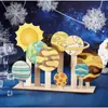 Kit de artesanato infantil 3D com tema de planeta de madeira transfronteiriço, decoração criativa do espaço sideral, ornamentos de sol, presente