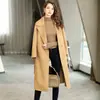 Abrigo de lana doble cara para mujer, 100% lana, con cuello de solapa, extralargo, por encima de la rodilla, estilo británico, gabardina de lana de un solo botón