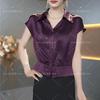 Dropshipping 2025 Novas Camisetas de Verão de Manga Curta para Mães de Meia-Idade, Cardigans Elegantes, Blusas Femininas High-End que Reduzem a Idade