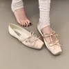 Bailarinas Francesas de Punta Cuadrada con Lazo para Mujer 2026 Primavera Verano Nuevos Suaves Aumento Interno de Altura Mary Janes de Corte Bajo Zapatos Individuales