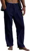 Pantalones Largos de Lino para Hombre Yoga Playa Cintura sin Elástico Cordón Bolsillos Múltiples Casual Transpirables 2022