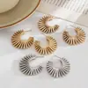 Pendientes Metálicos con Forma de Abanico de Girasol Transfronterizos Europeos y Americanos, Pendientes de Lujo Ligero de Gama Alta, Pendientes de Moda y Versátiles para Mujer al por Mayor