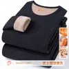Conjunto cálido de ropa interior engrosada con forro polar para hombres y mujeres, estilo otoño e invierno, capa base de forro polar de coral, ropa cálida, cuello redondo, estilo pareja