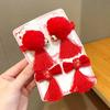 Grampo de cabelo infantil de ano novo, estilo chinês, clipe vermelho festivo, bola, acessórios para cabelo, acessórios hanfu, meninas, saudação de ano novo, cocar